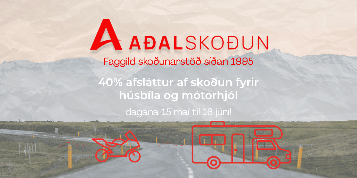 40% afsláttur af skoðun fyrir húsbíla og mótorhjól